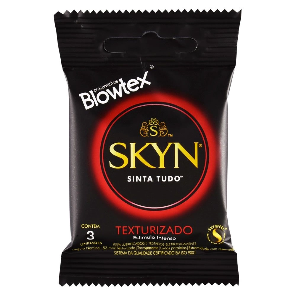 Preservativo Blowtex  Skyn Texturizado Com 3.