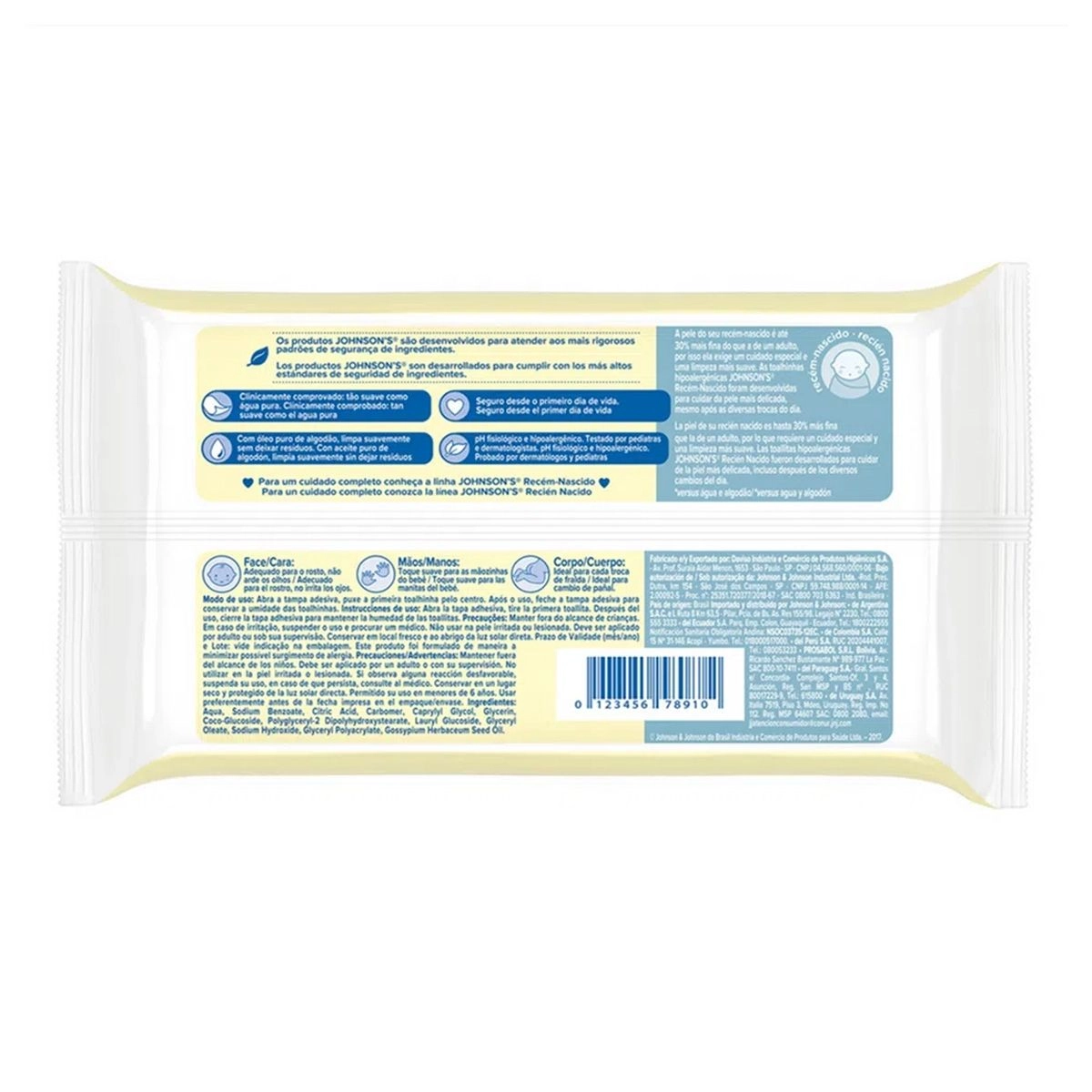 Lenços Umedecidos Johnson’s Baby Recém-Nascido Sem Fragrância 96 Unidades