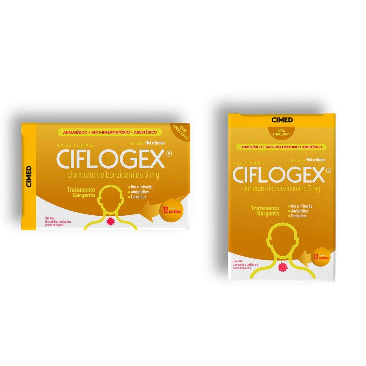 Pastilha De Garganta Ciflogex 3mg Mel E Limao Com 12 Pastilhas