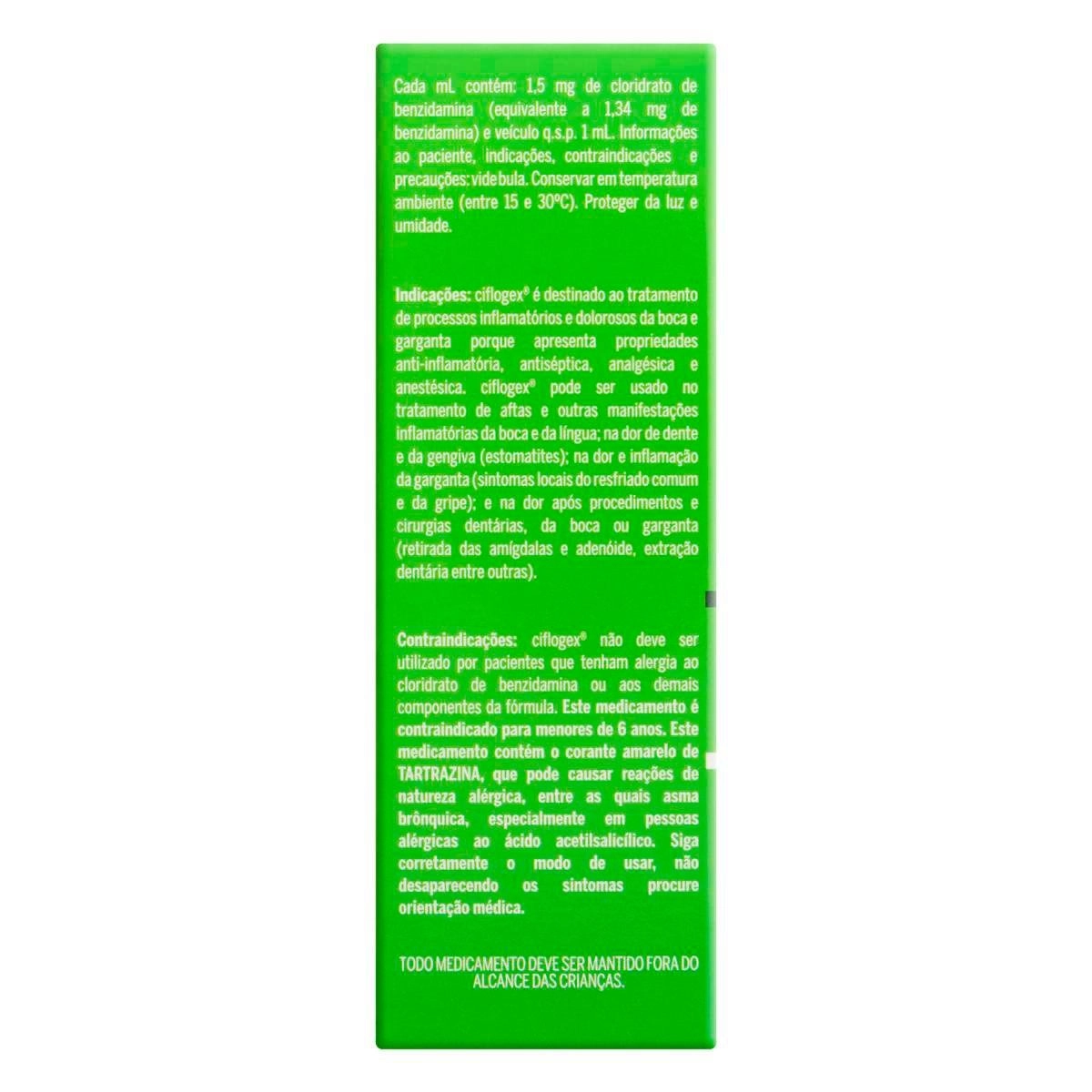 Pastilha De Garganta Ciflogex Spray 1,5mg/ml Menta 30Ml