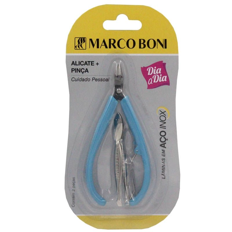 Alicate De Cutículas Marco Boni Com Cabo Plástico + Pinça Para Sobrancelhas Ref-1771