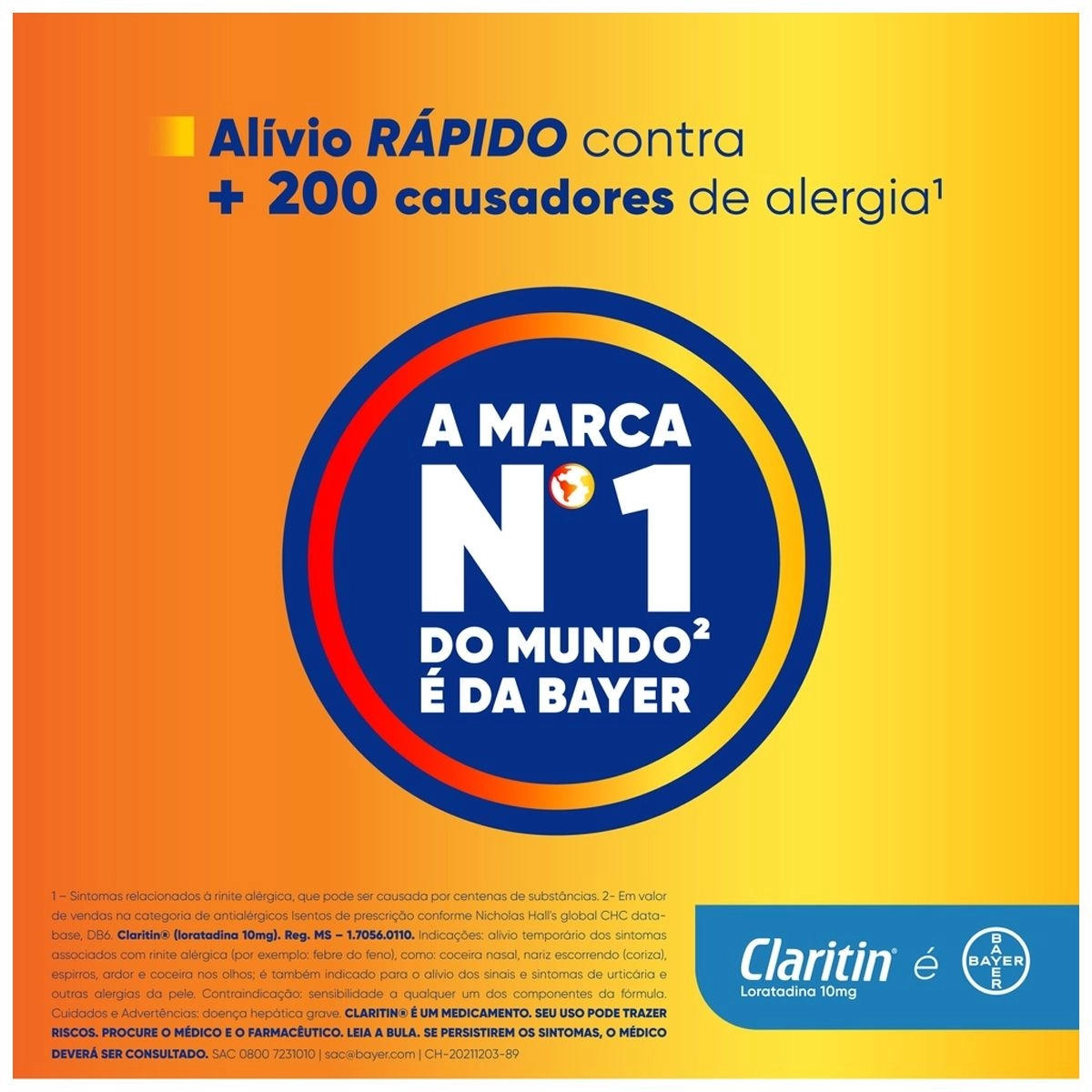 Claritin Antialérgico 10mg com 6 Comprimidos Bayer