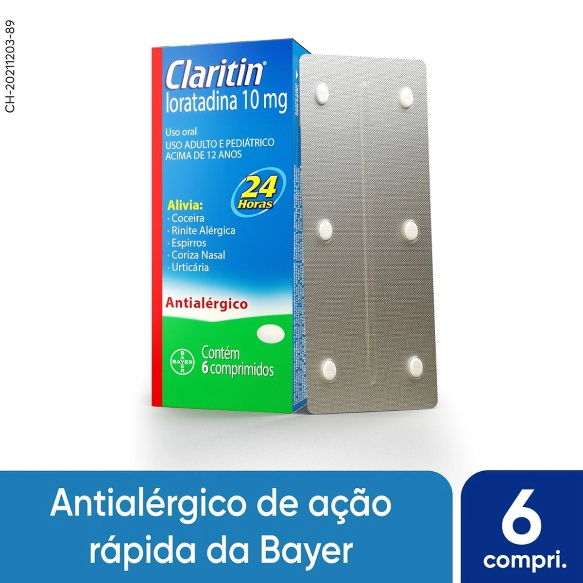 Claritin Antialérgico 10mg com 6 Comprimidos Bayer
