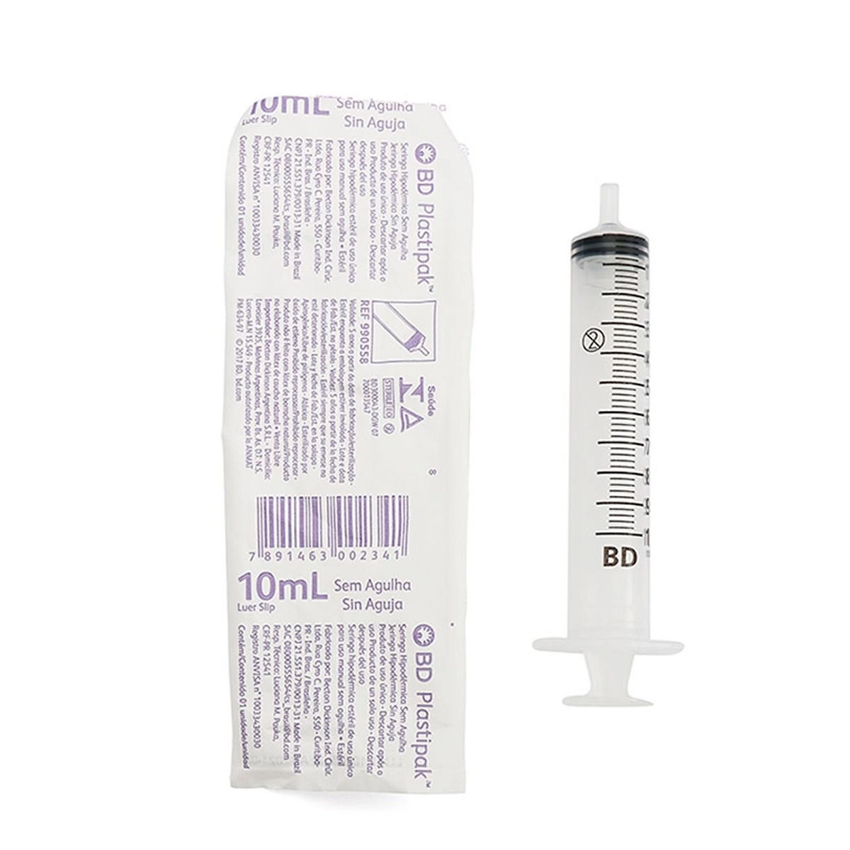 Seringa Descartável Luer Slip BD 10ml Sem Agulha