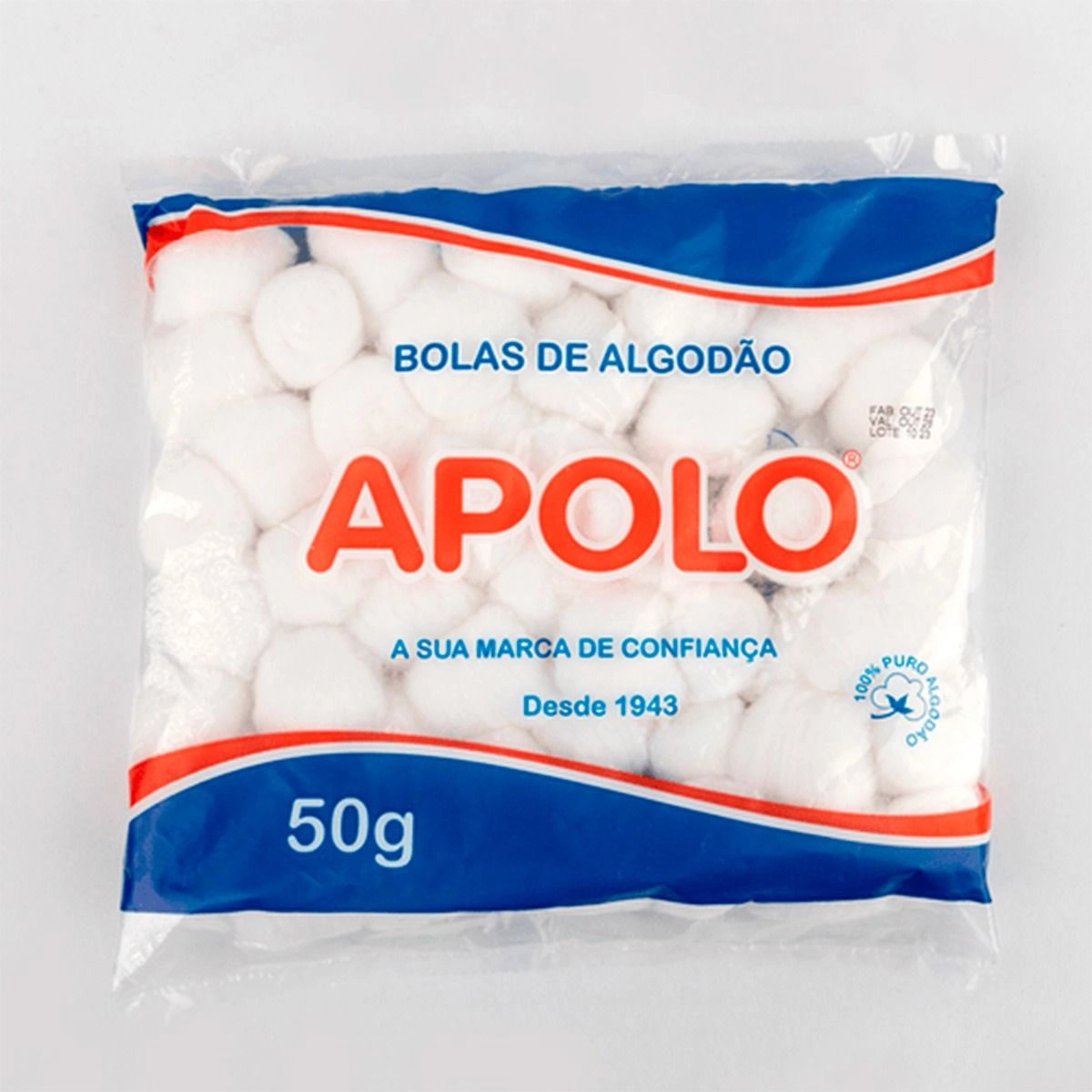 Algodão Bolas Hidrófilo Apolo Multiuso 50G