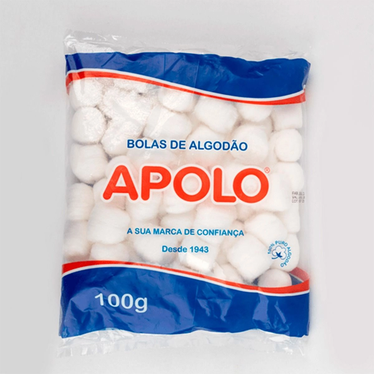 Algodão Em Bolas Hidrófilo Apolo Multiuso 100G