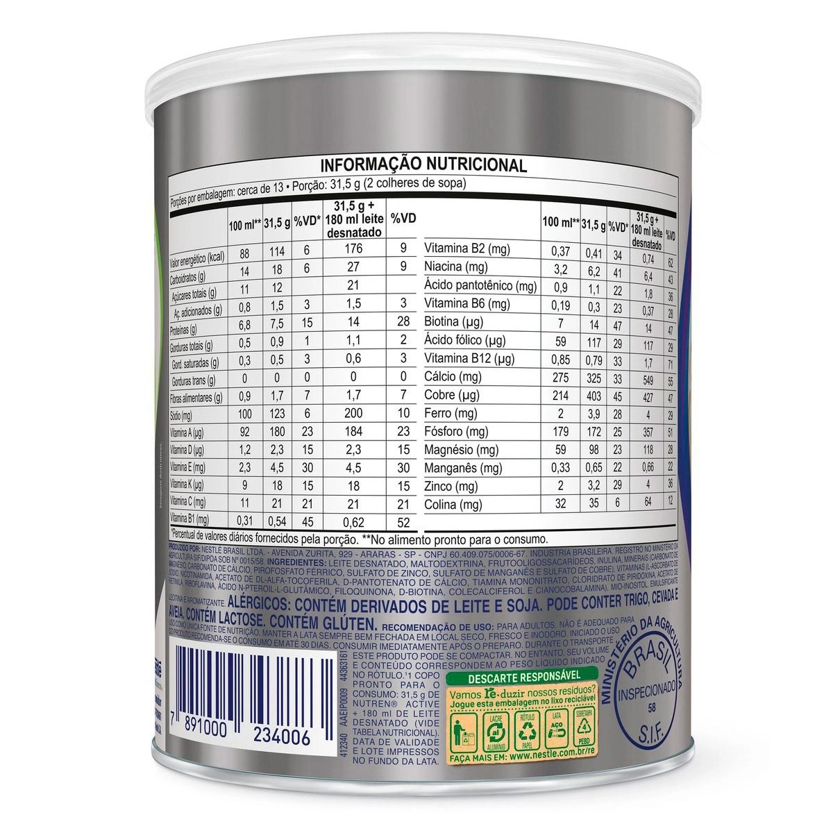 Complemento Alimentar Nutren Active Baunilha 400g