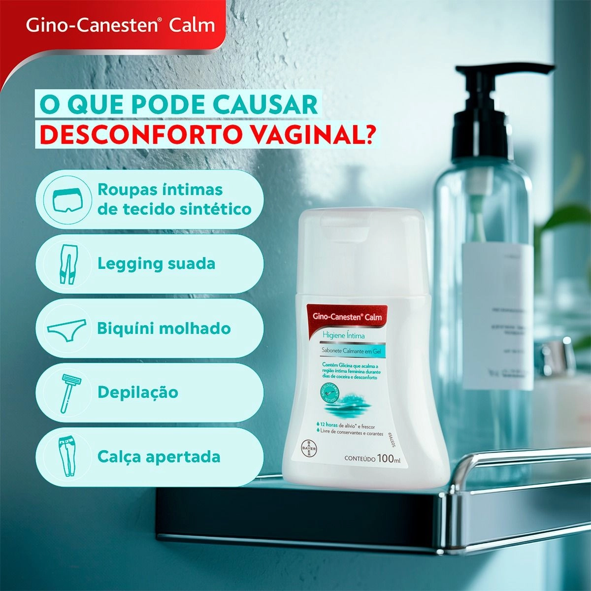 Gino-Canesten Calm Sabonete Íntimo em Gel para Coceira Vaginal 100ml Bayer