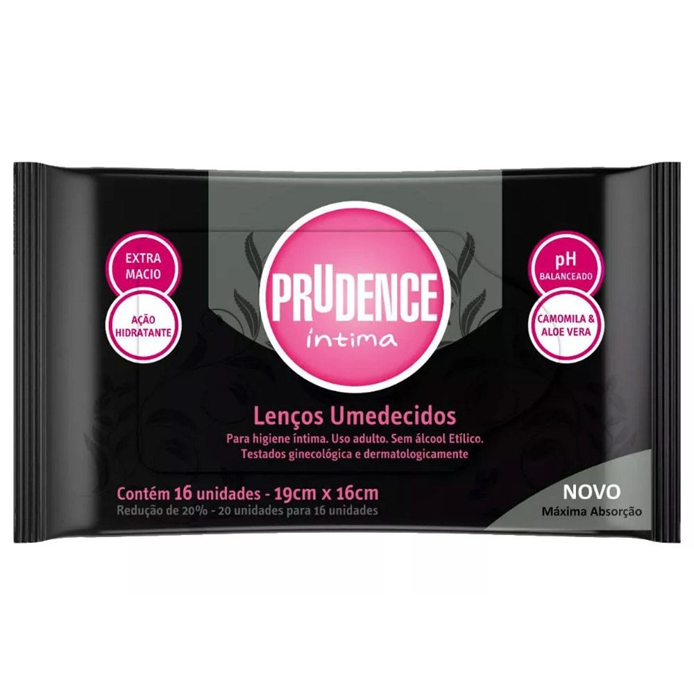 Lenços Umedecidos Prudence íntima Com 20 Un