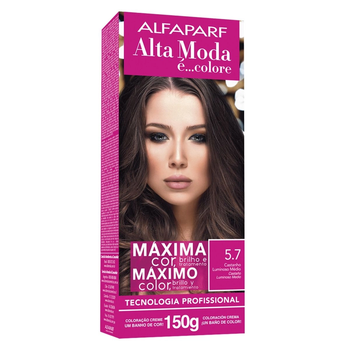 Tintura Alta Moda 5.7 Castanho Luminoso Médio Alfaparf