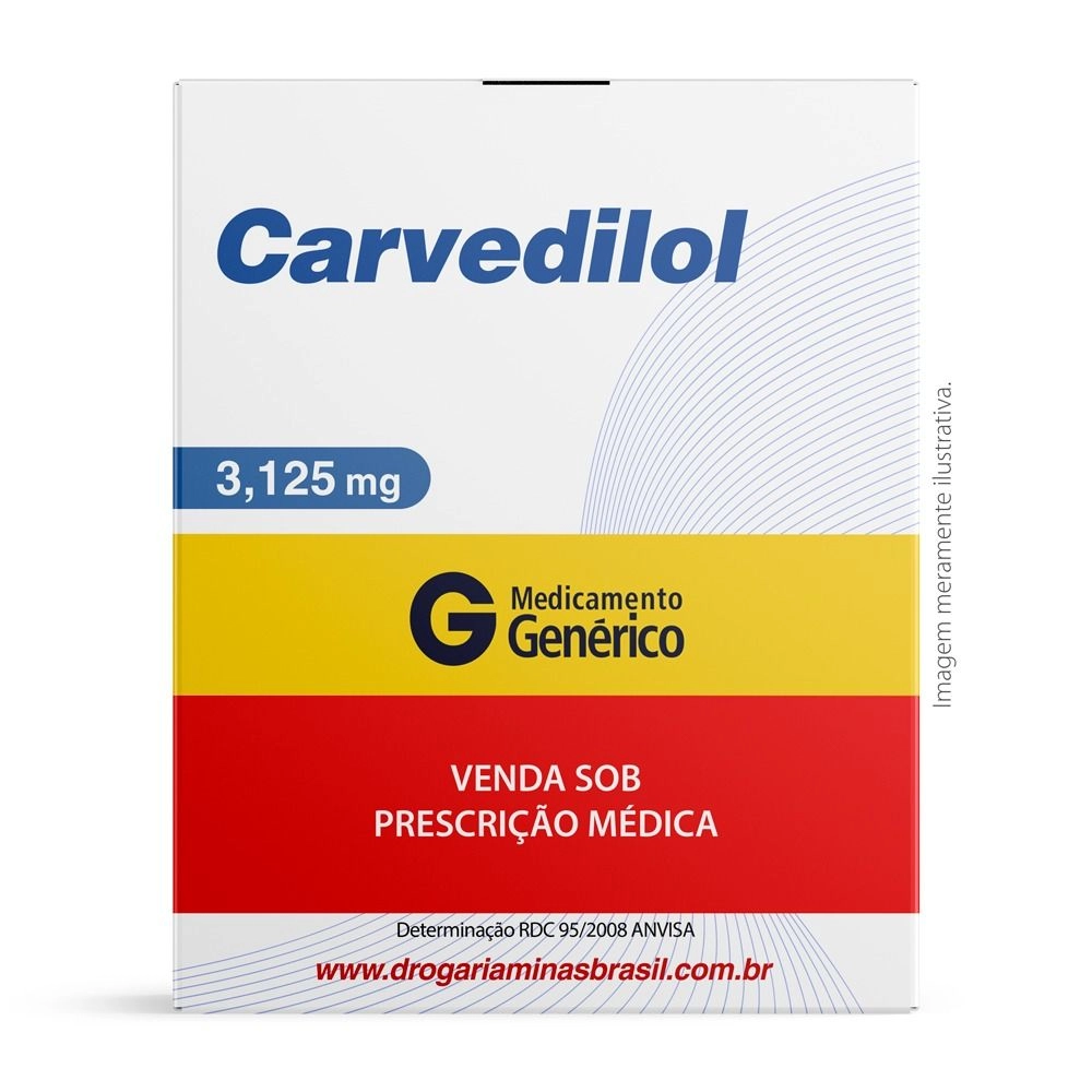 Carvedilol 3,125 mg Com 30 Comprimidos Genérico EMS