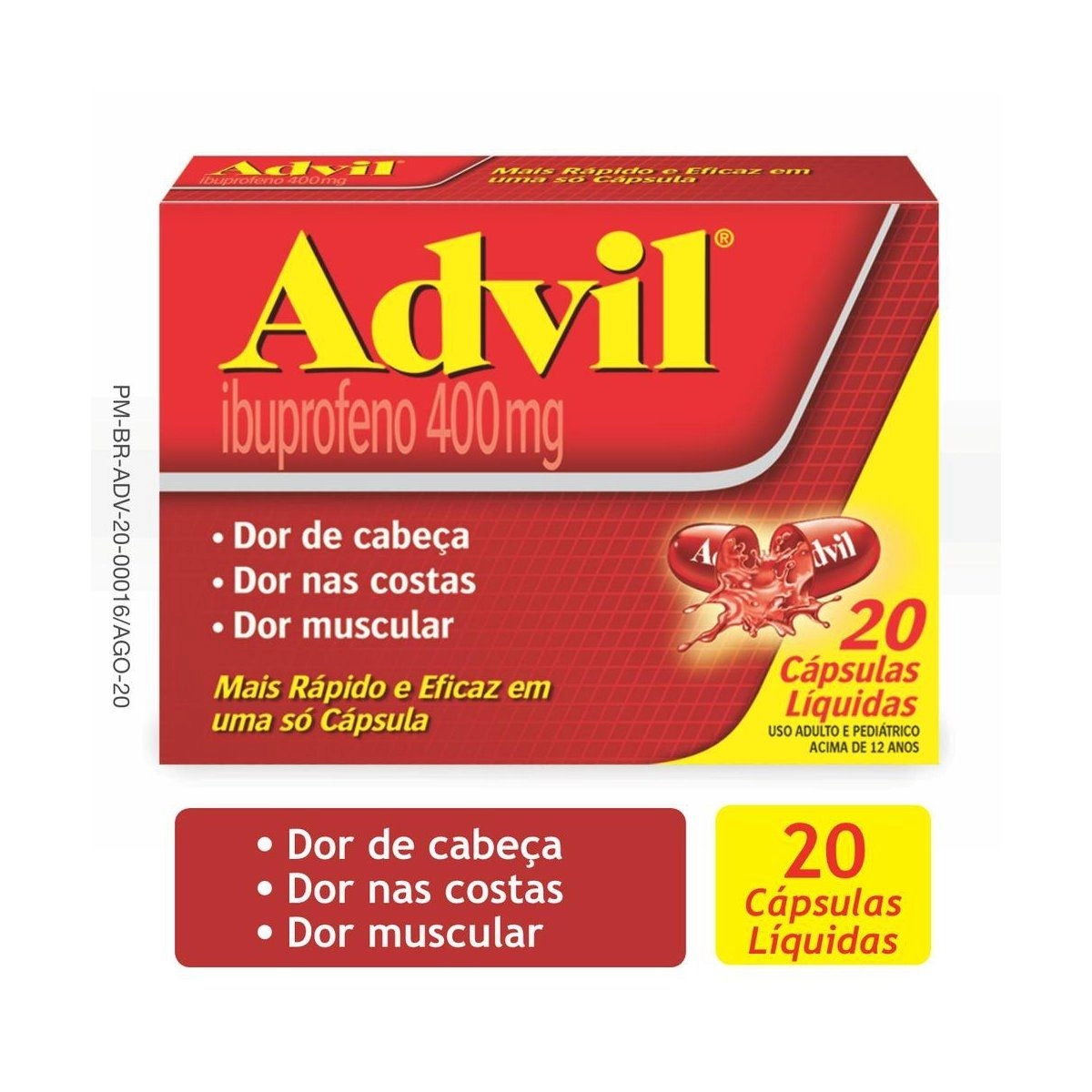 Advil 400Mg Com 20 Cápsulas