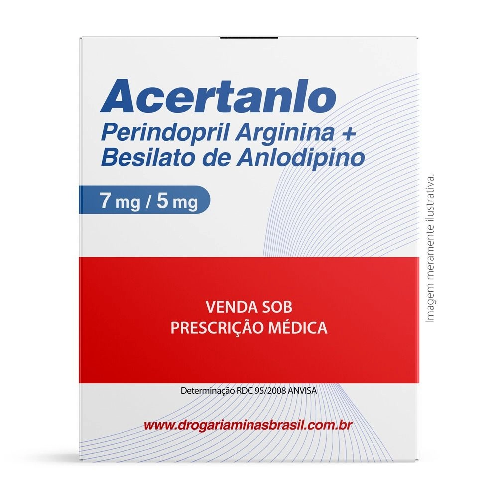 Acertanlo - 7mg Perindopril Arginina e 5mg Anlodipino Com 30 Comprimidos