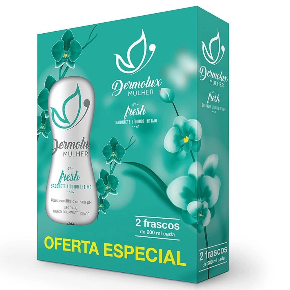 Sabonete Líquido Íntimo Mulher Fresh Com 2 Unidades De 200ml Cada Dermolux