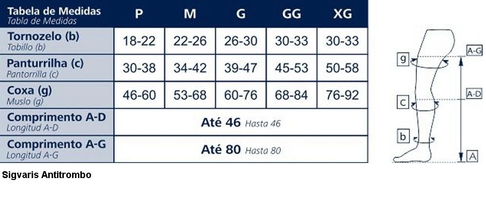 Meia Sigvaris Antitrombo Panturrilha 18-23 Mmhg Pequeno Ref:400s