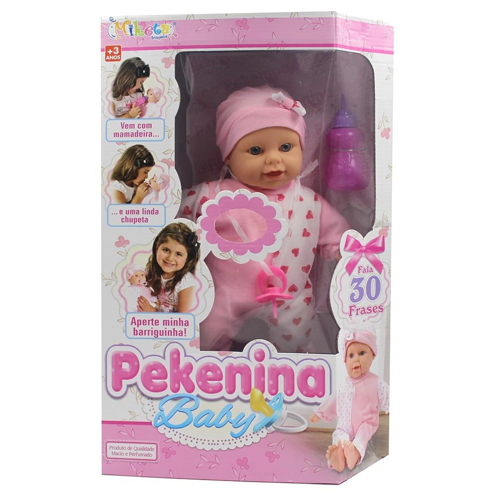 Boneca Pekenina Baby 30 Frases Miketa Brinquedos Ref: 0564