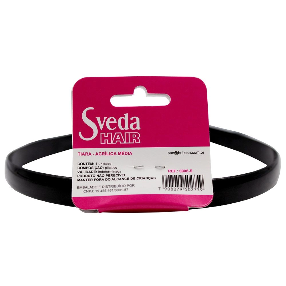 Tiara para Cabelo Cor Preta Ref 0906S Sveda Hair