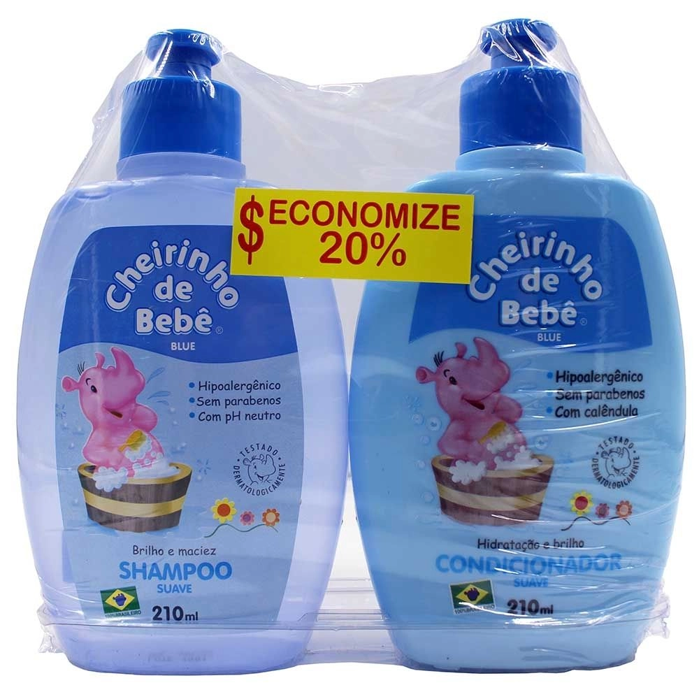 Kit Shampoo E Condicionador Cheirinho De Bebê Azul 210Ml Cada