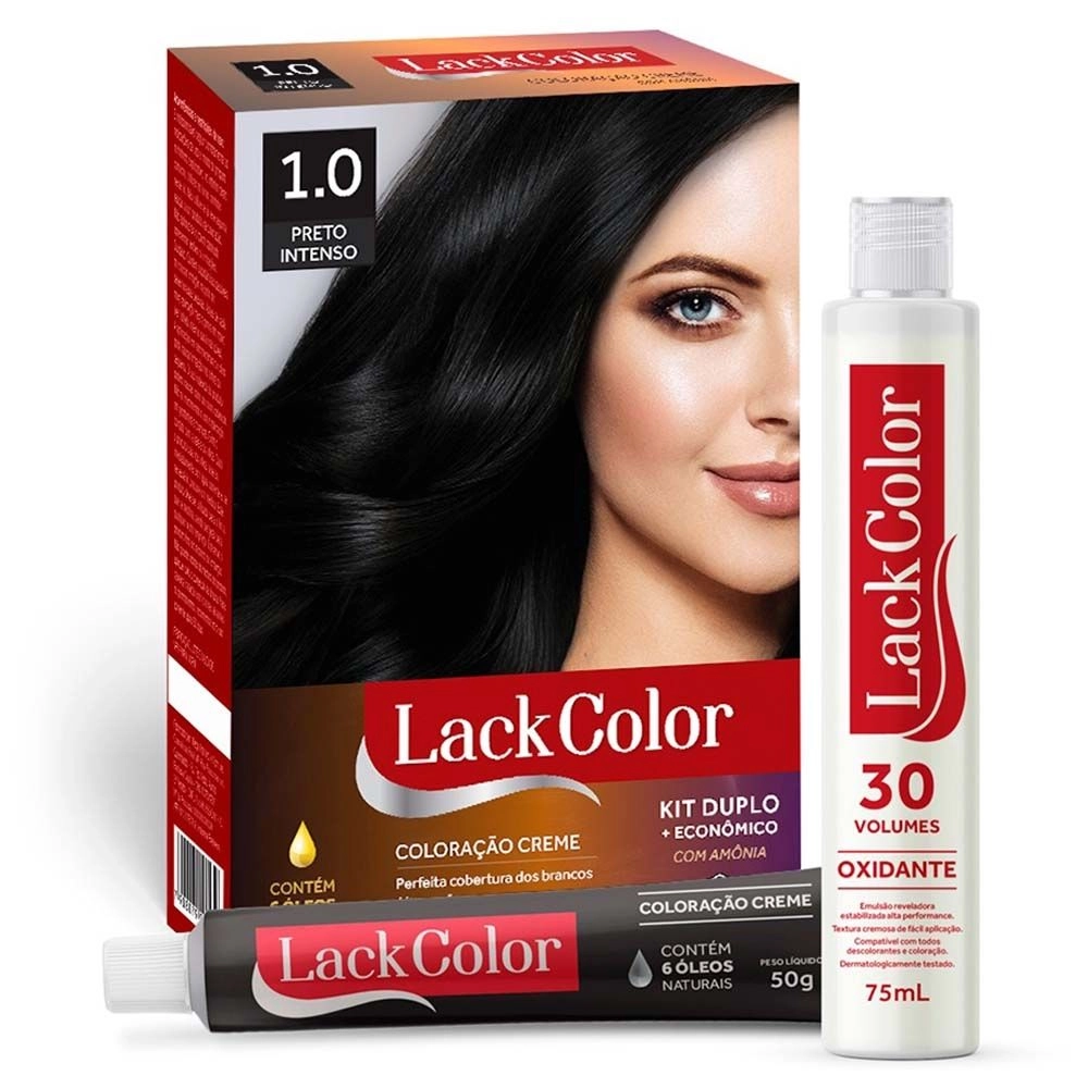 Kit Tintura Creme 1.0 Preto Intenso Lack Color