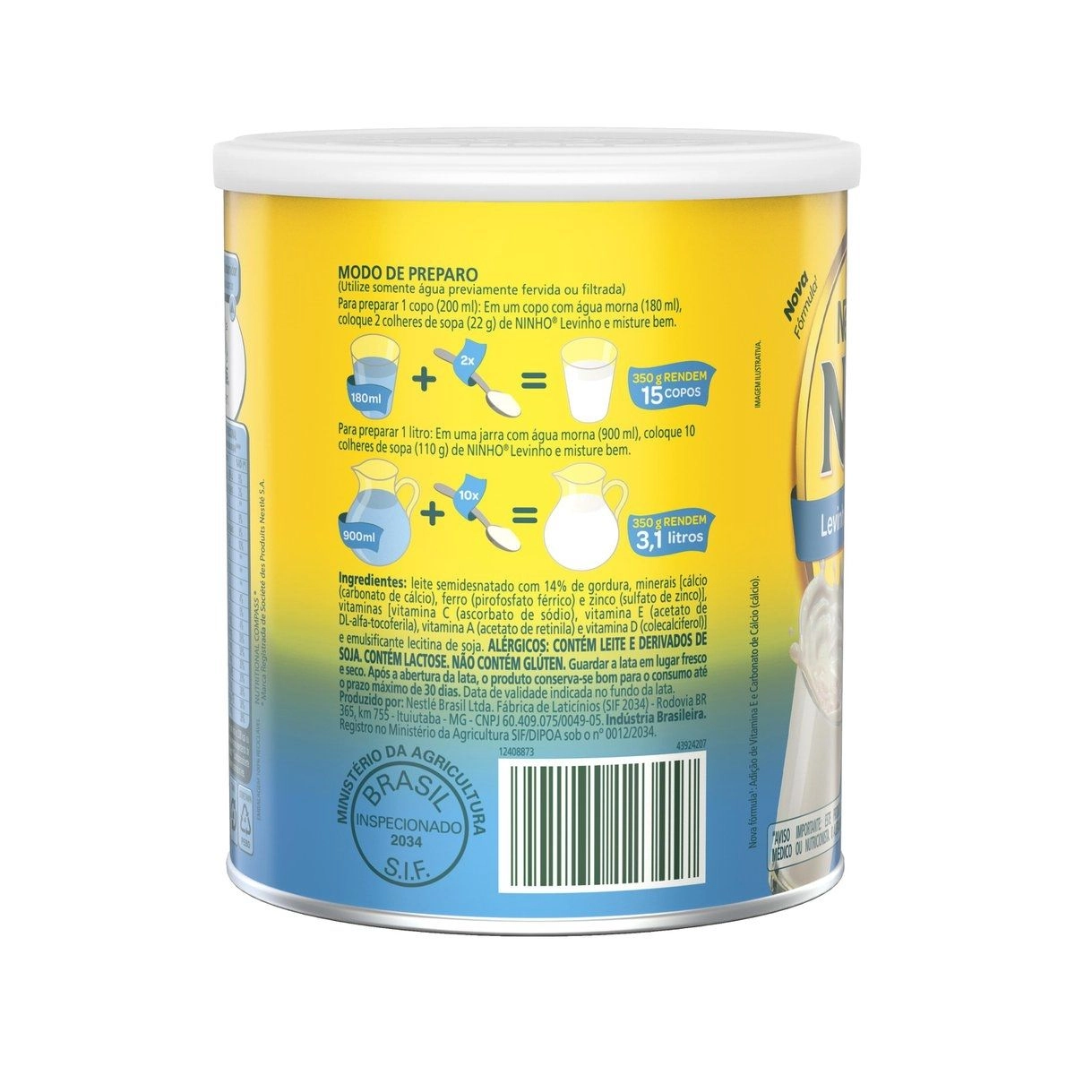 Leite em Pó Ninho Semidesnatado 350g