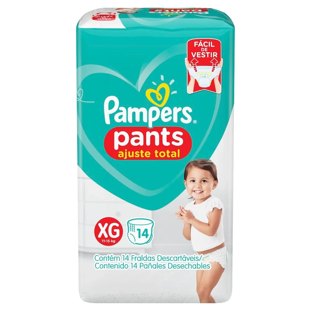 Fraldas Pampers Pants Ajuste Total Tamanho XG com 14 Unidades