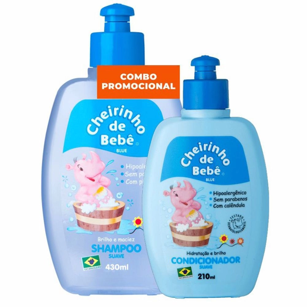 Kit Cheirinho De Bebê Blue Shampoo 430Ml E Condicionador 210Ml