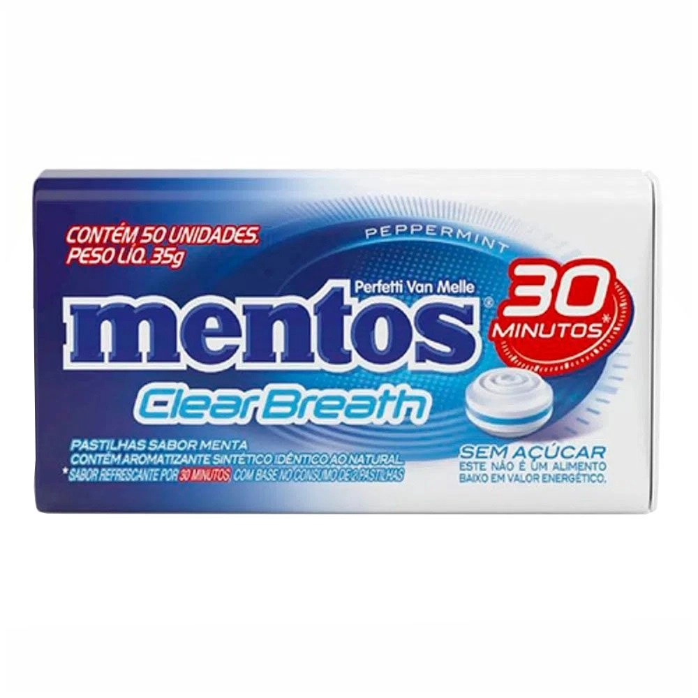 Pastilhas Mentos ClearBreath Peppermint com 50 unidades