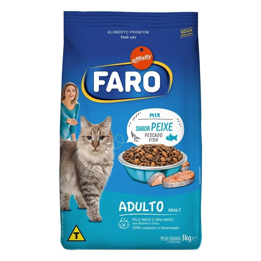 Ração Affinity Faro Mix Sabor Peixe Para Gatos Adultos 3Kg