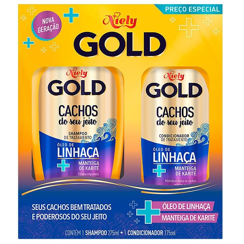 Kit Shampoo 275Ml e Condicionador 175Ml Niely Gold Cachos do seu jeito