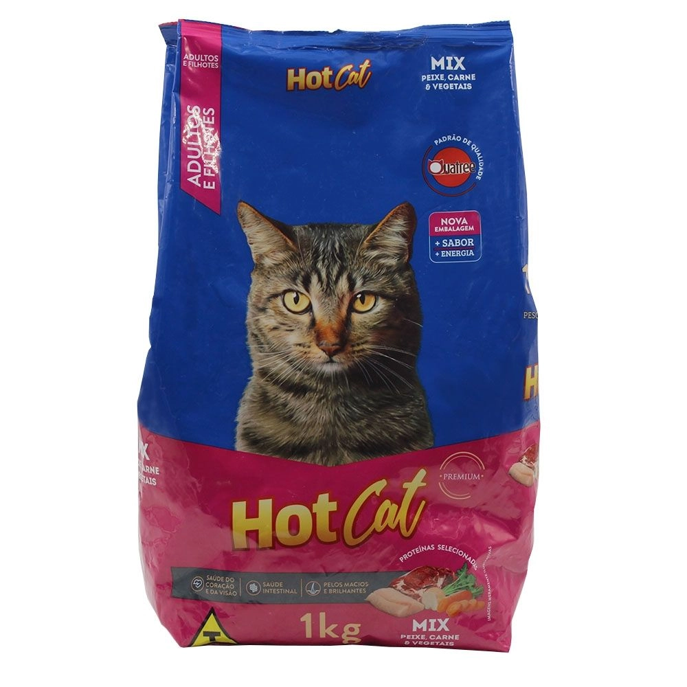 Ração HotCat Premium Sabor Mix de Peixe, Carne e Vegetais 1kg