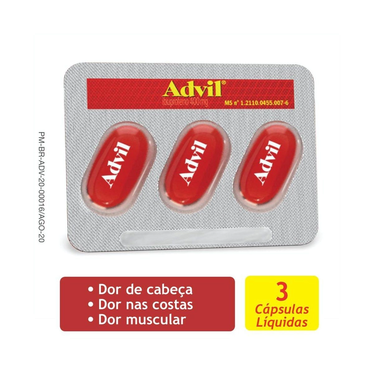 Advil 400mg com 3 cápsulas líquidas