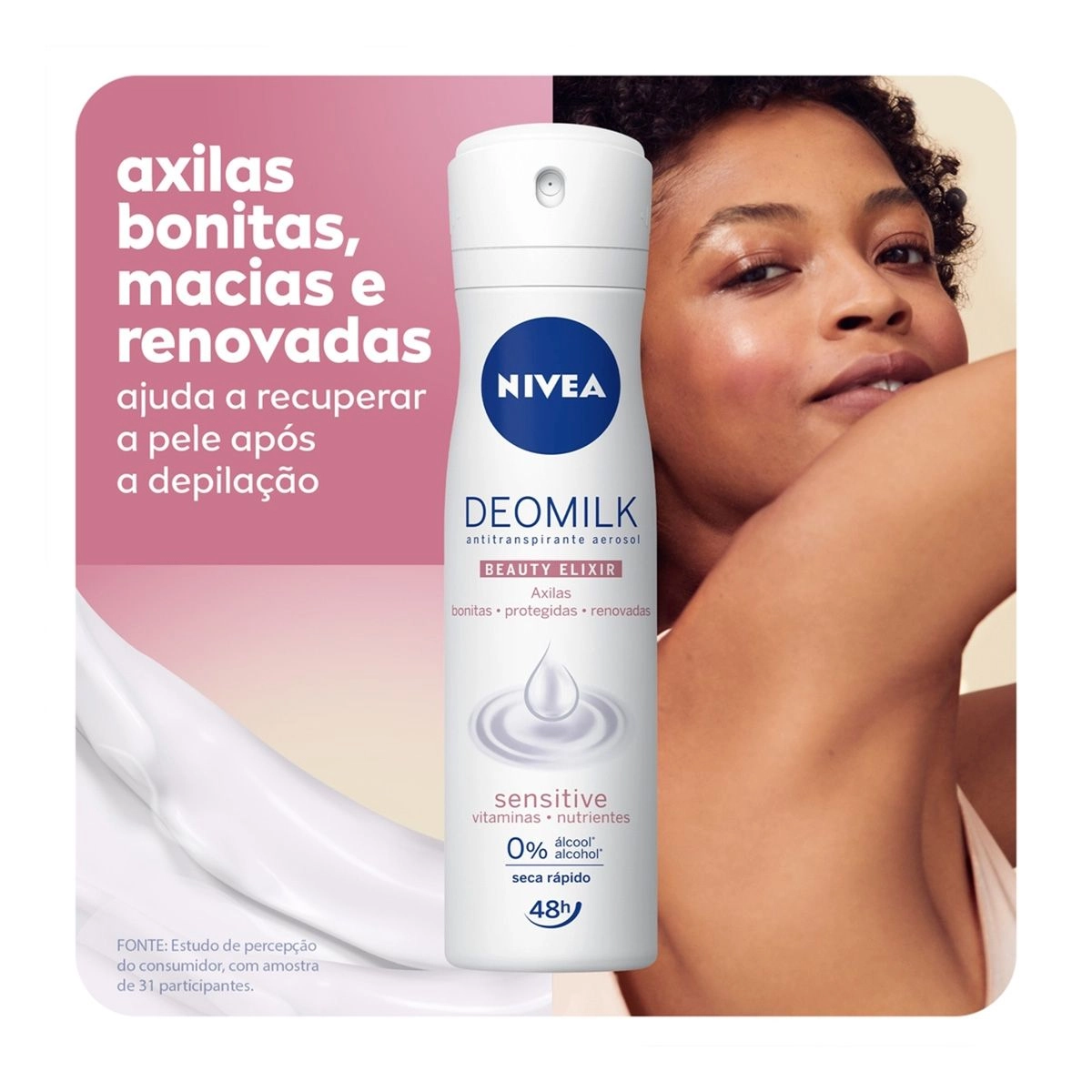 Desodorante Aerosol Nivea Deomilk Beauty Elixir Sensitive 150ml