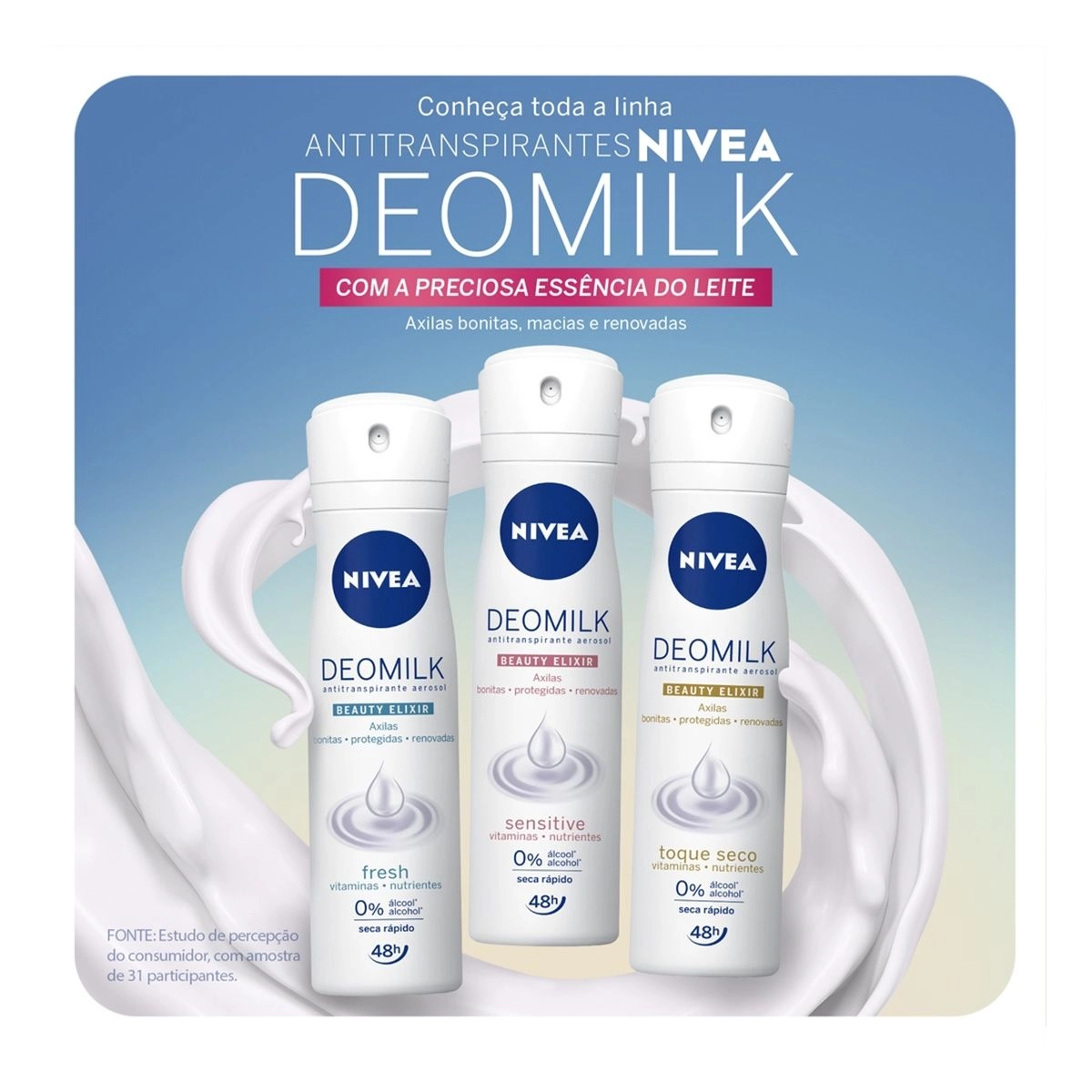 Desodorante Aerosol Nivea Deomilk Beauty Elixir Sensitive 150ml