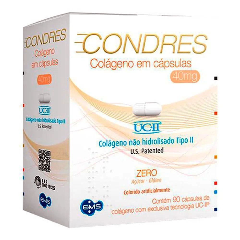 Condress 40mg EMS com 90 cápsulas de colágeno com exclusiva tecnologia UC-II