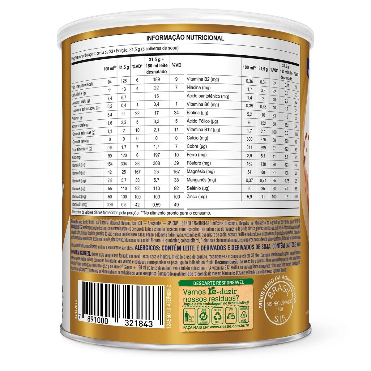 Complemento Alimentar Nutren Senior Chocolate 740g