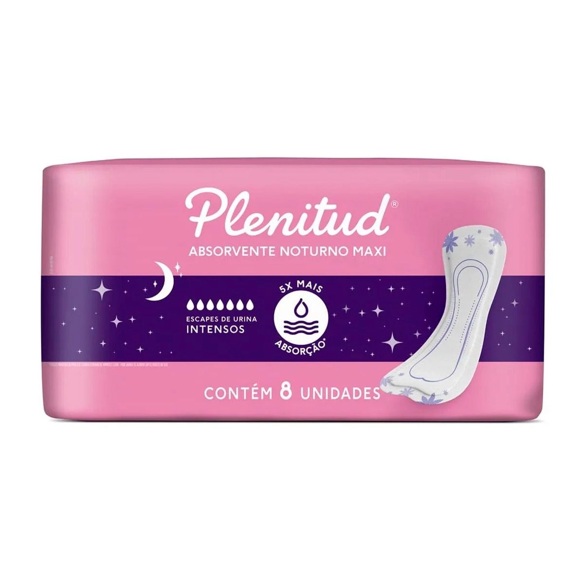 Absorvente Noturno Antibacteriano Moderado a Intenso 8 Unidades Plenitud Femme