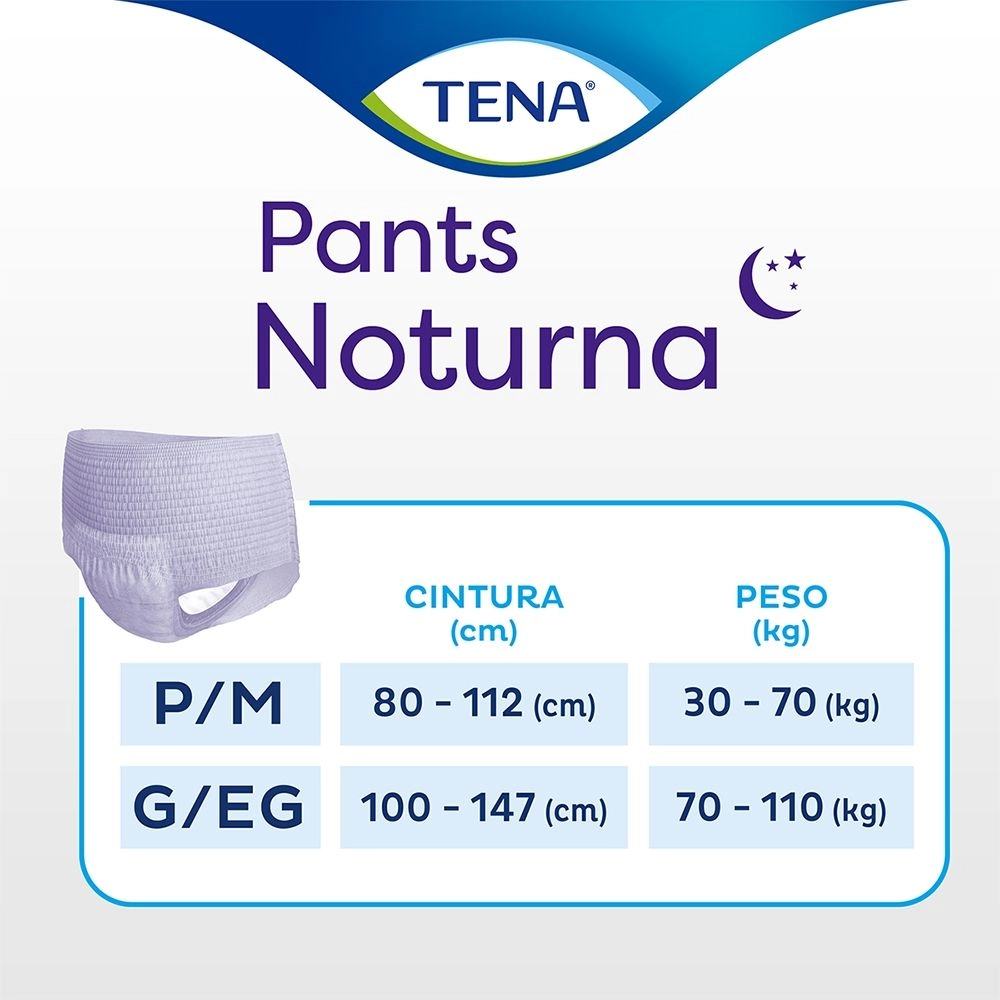 Roupa Íntima Descartável Pants Noturna Tamanho Grande e Extra Grande 7 unidades Tena