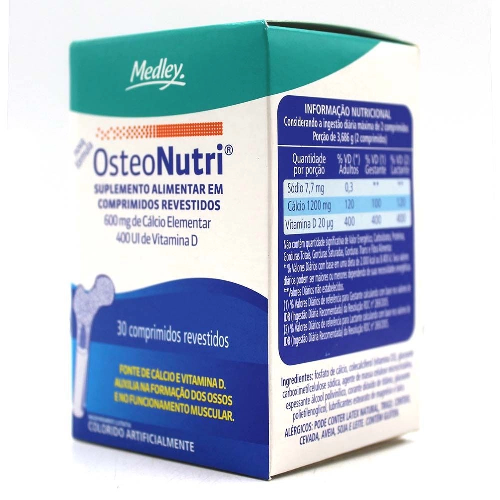 Osteonutri 600mg + 400ui Medley com 30 Comprimidos Revestidos