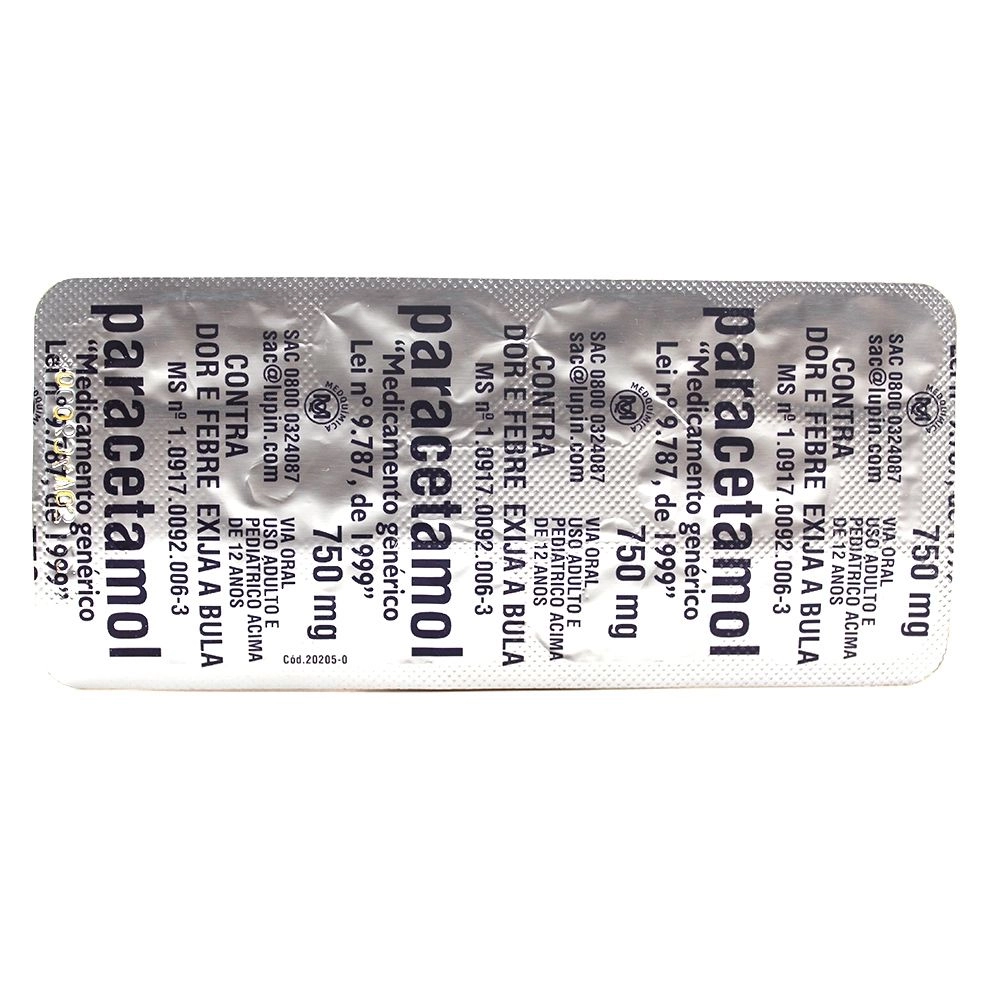 Paracetamol 750mg Com 10 Comprimidos Genérico Medquímica