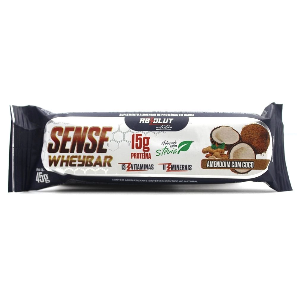 Barra Sense Wheybar Amendoim com Coco 45g Absolut Nutrition