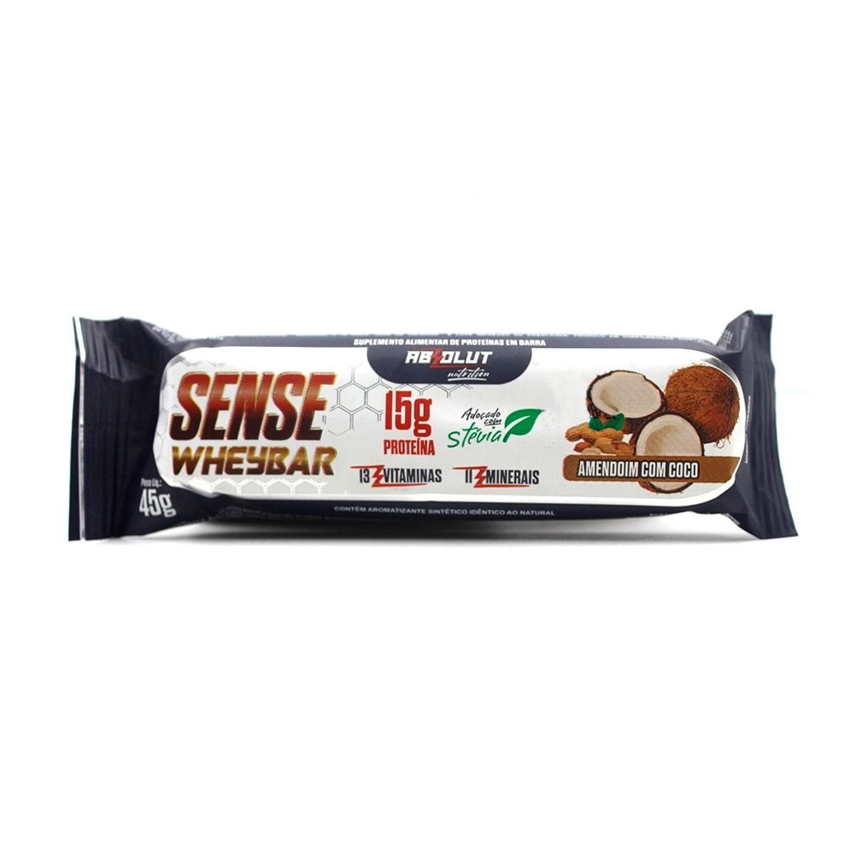 Barra Absolut Nutrition Sense Wheybar Amendoim Coco 45g