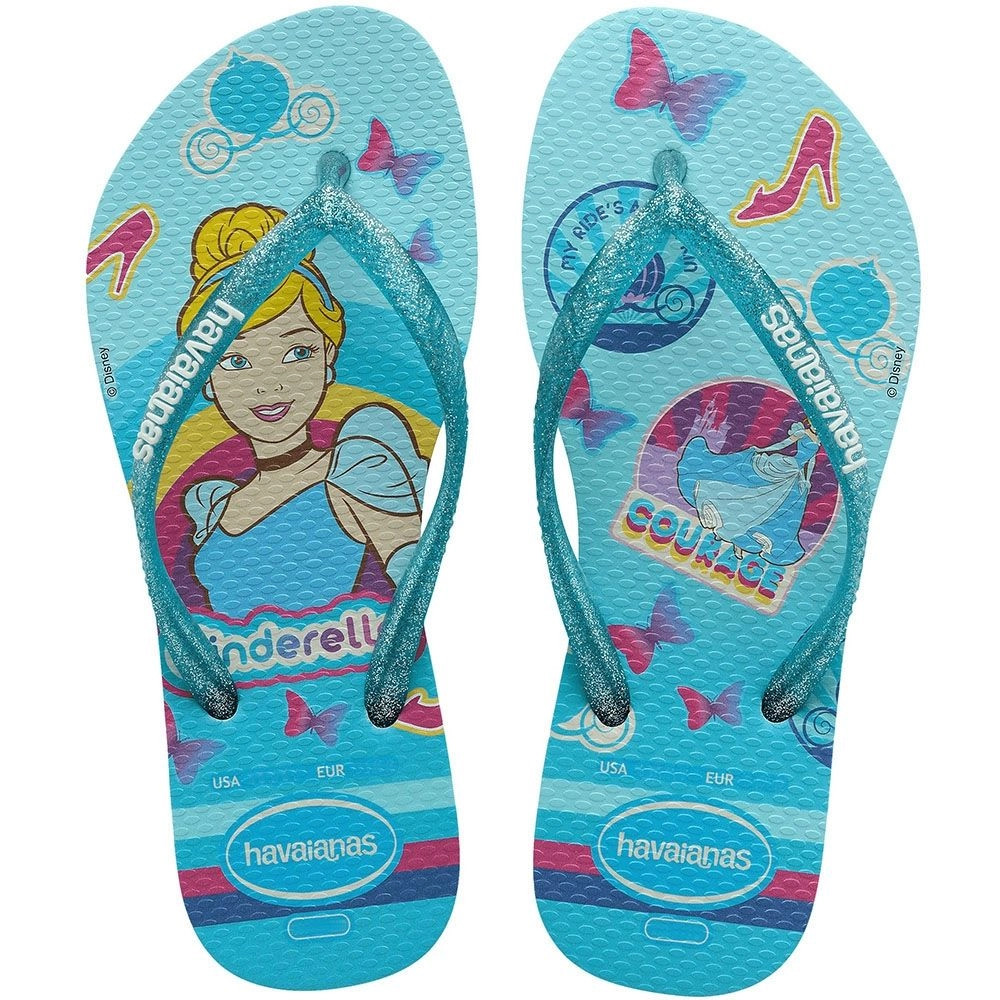 Sandália Havaianas Kids Slim Princesas Azul 31/32 - Drogaria Minas