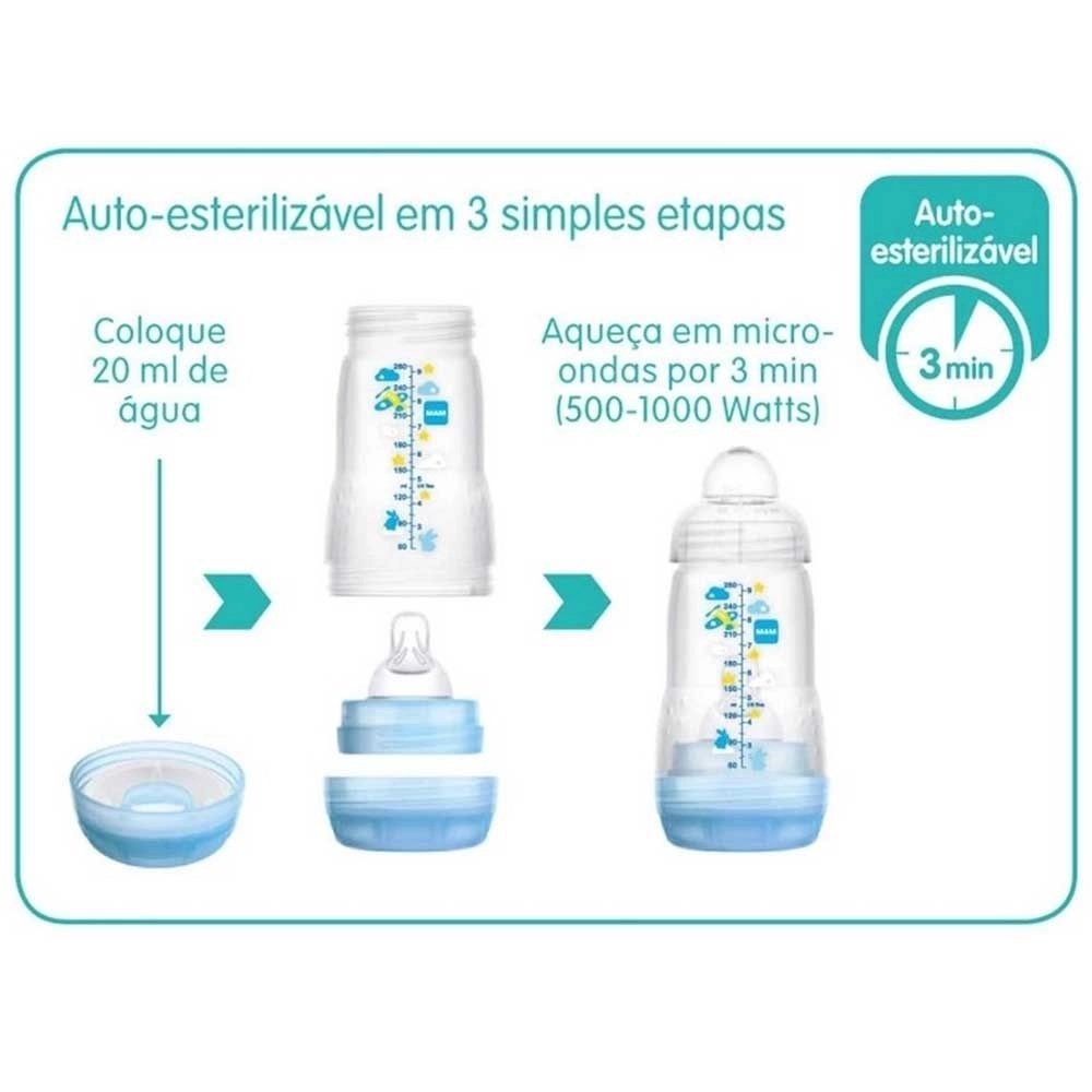 Kit Mamadeira MAM Easy Start Anticólica Starter Set Rosa 130mL e 260mL