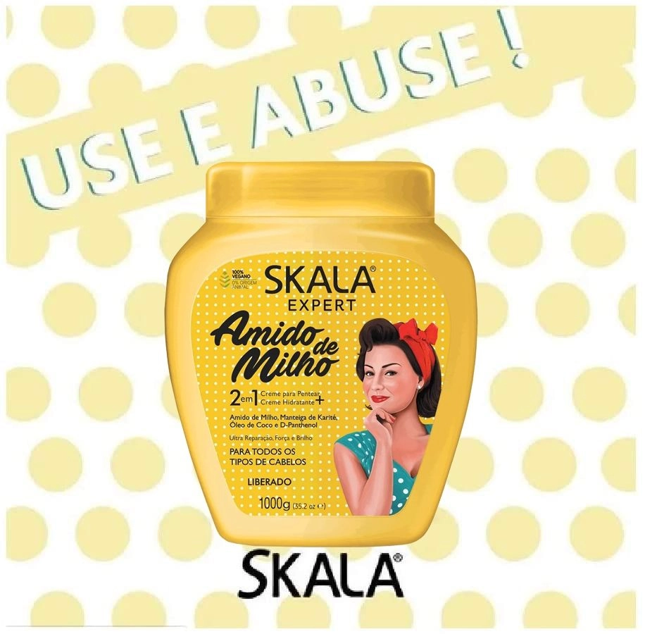 Creme Skala Amido de Milho 2 em 1 Creme Para Pentear + Creme Hidratante 1Kg