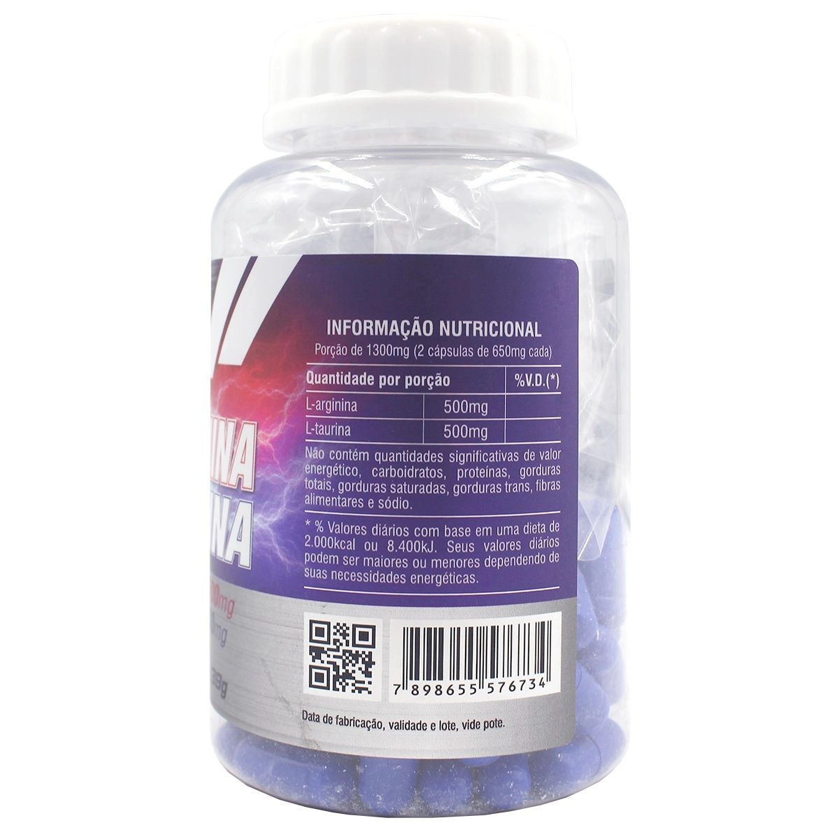 Arginina + Taurina Health Labs Com 60 Cápsulas