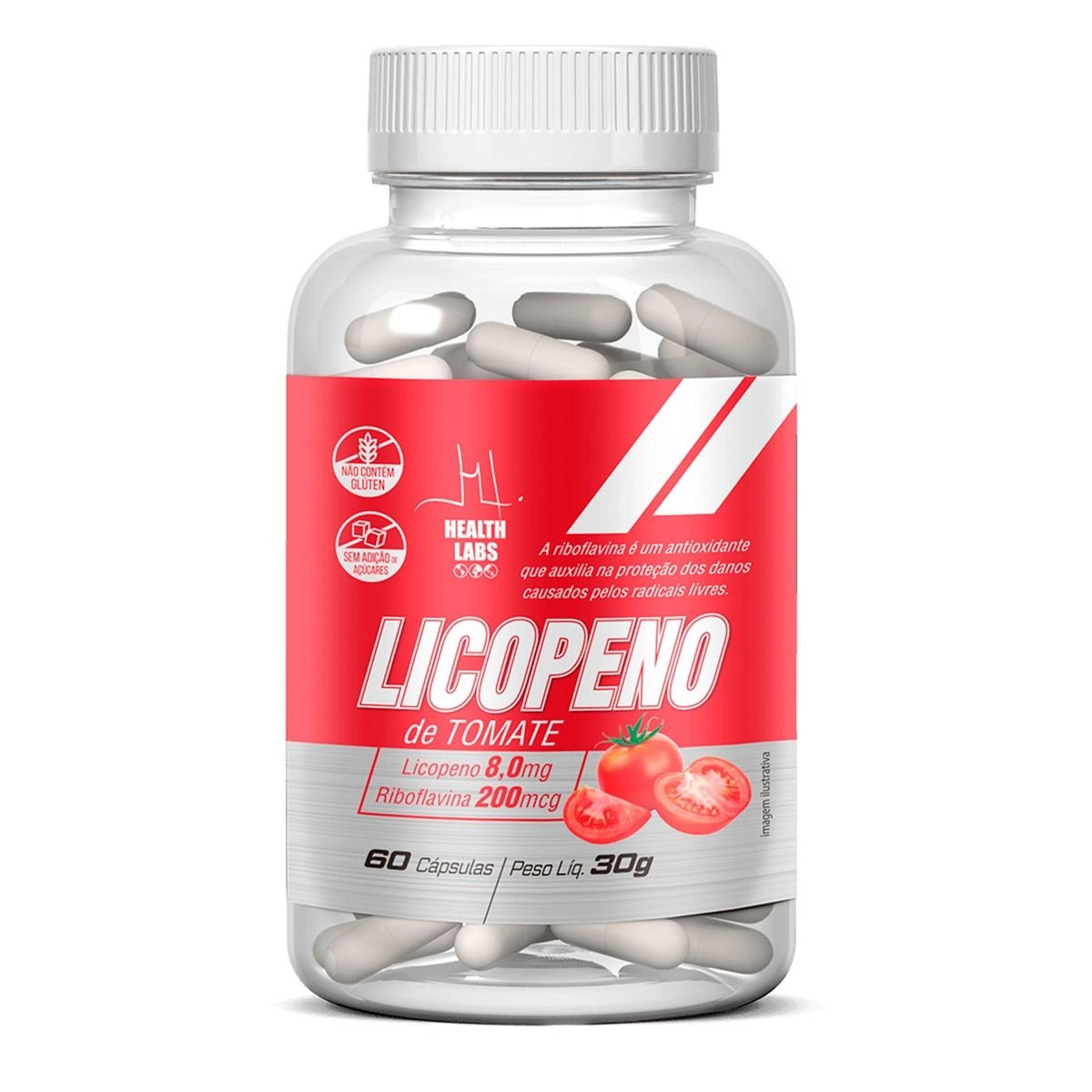 Licopeno de Tomate Health Labs Com 60 Cápsulas
