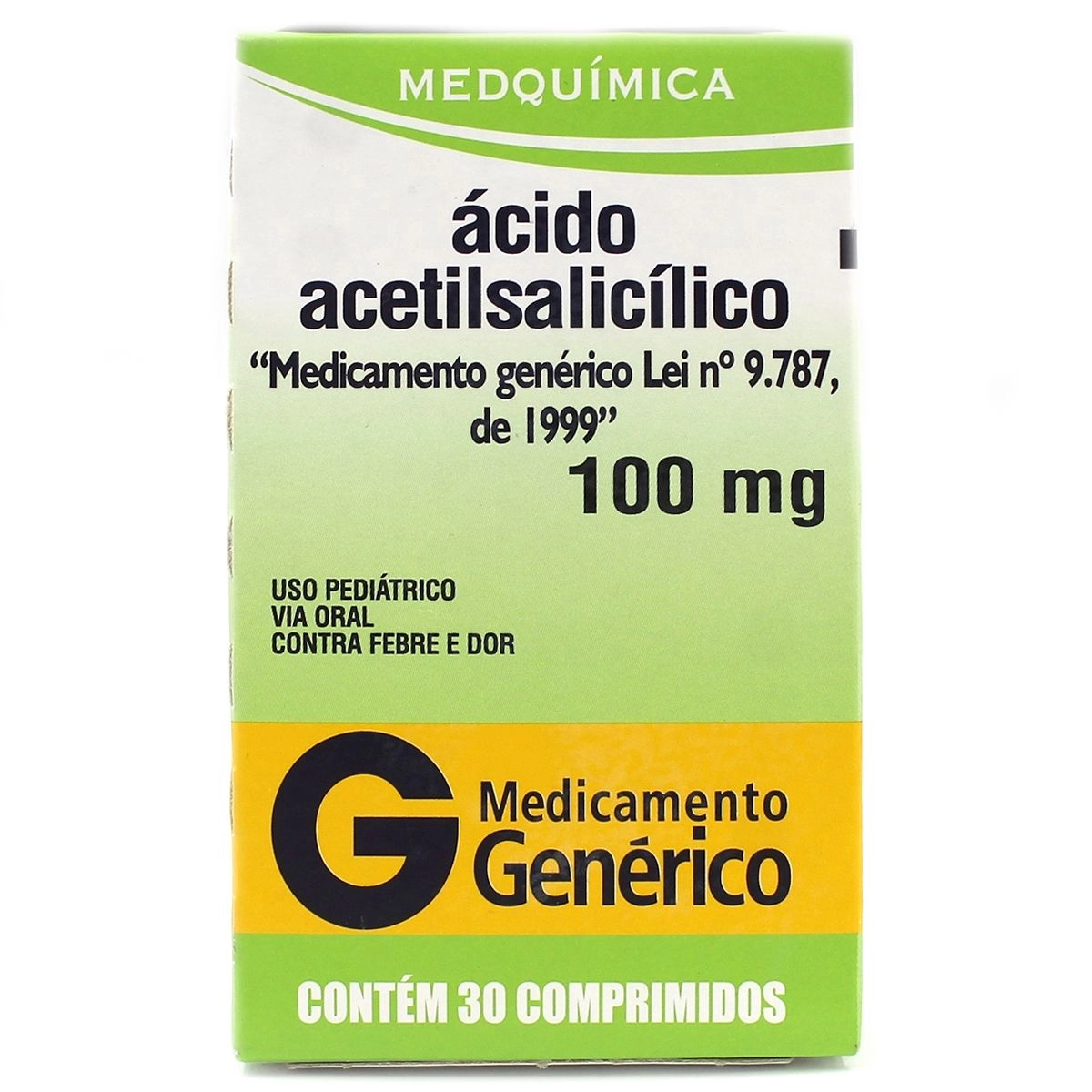 Ácido Acetilsalicílico 100mg Com 30 Comprimidos Genérico Medquímica