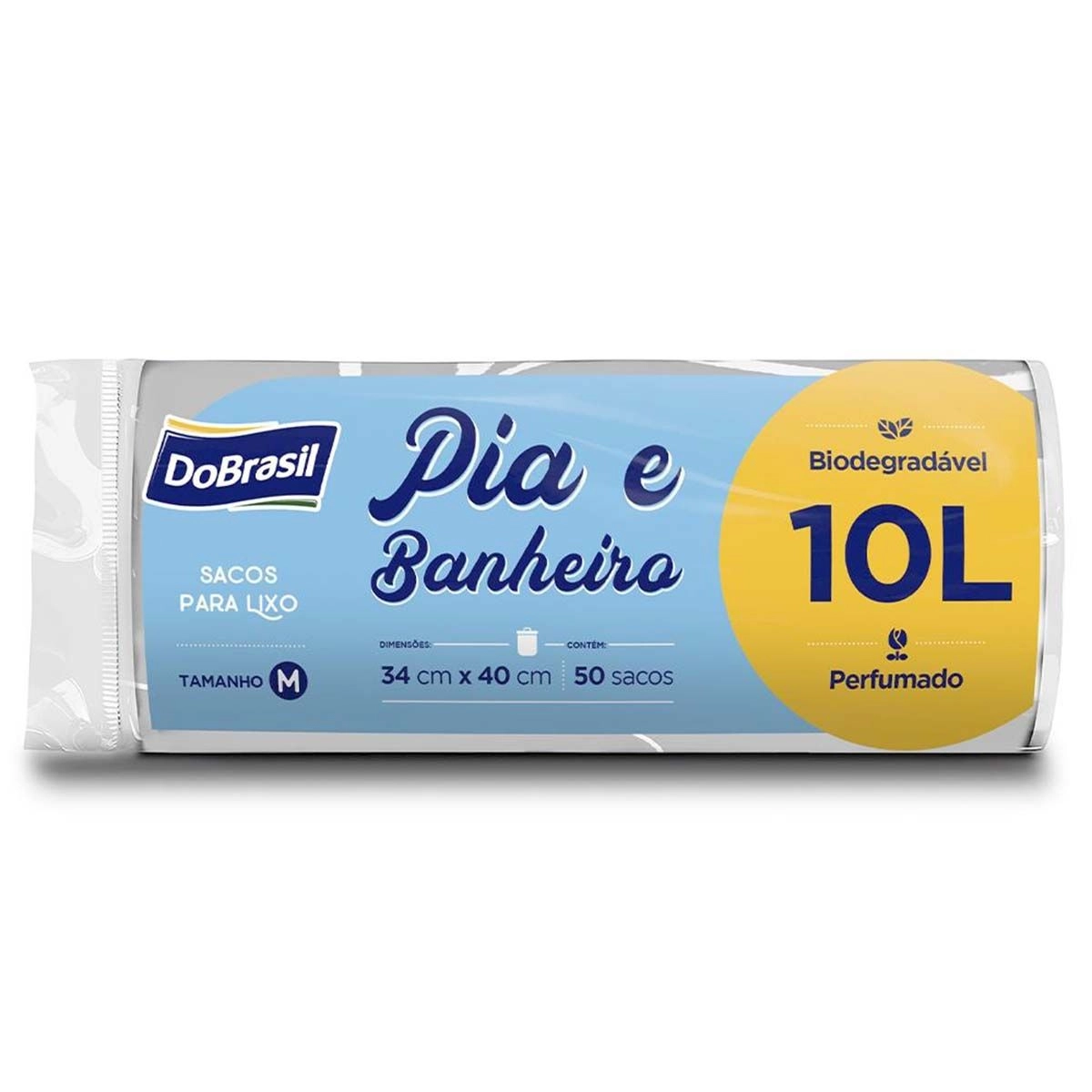 Saco de Lixo Branco Pia e Banheiro Perfumado e Biodegradável 10L C/50  Unidades Dobrasil