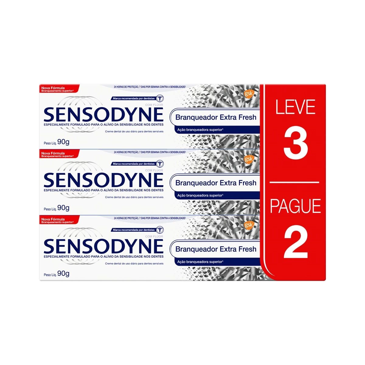 Kit Creme Dental Sensodyne Branqueador Extra Fresh Leve 3 Pague 2