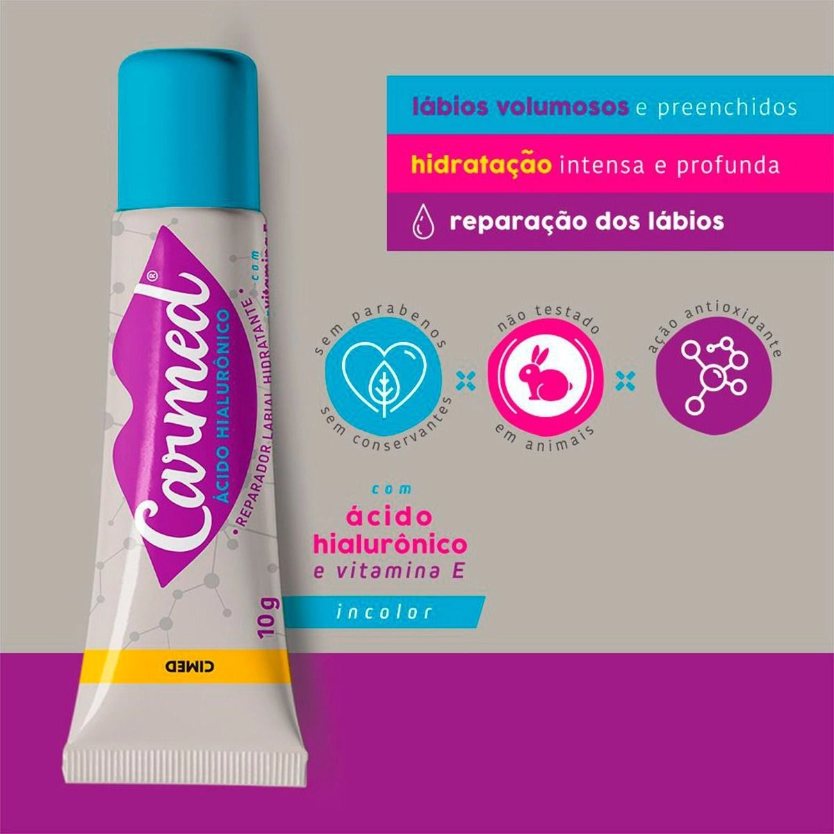 Carmed Ácido Hialurônico Hidratante Labial 10g